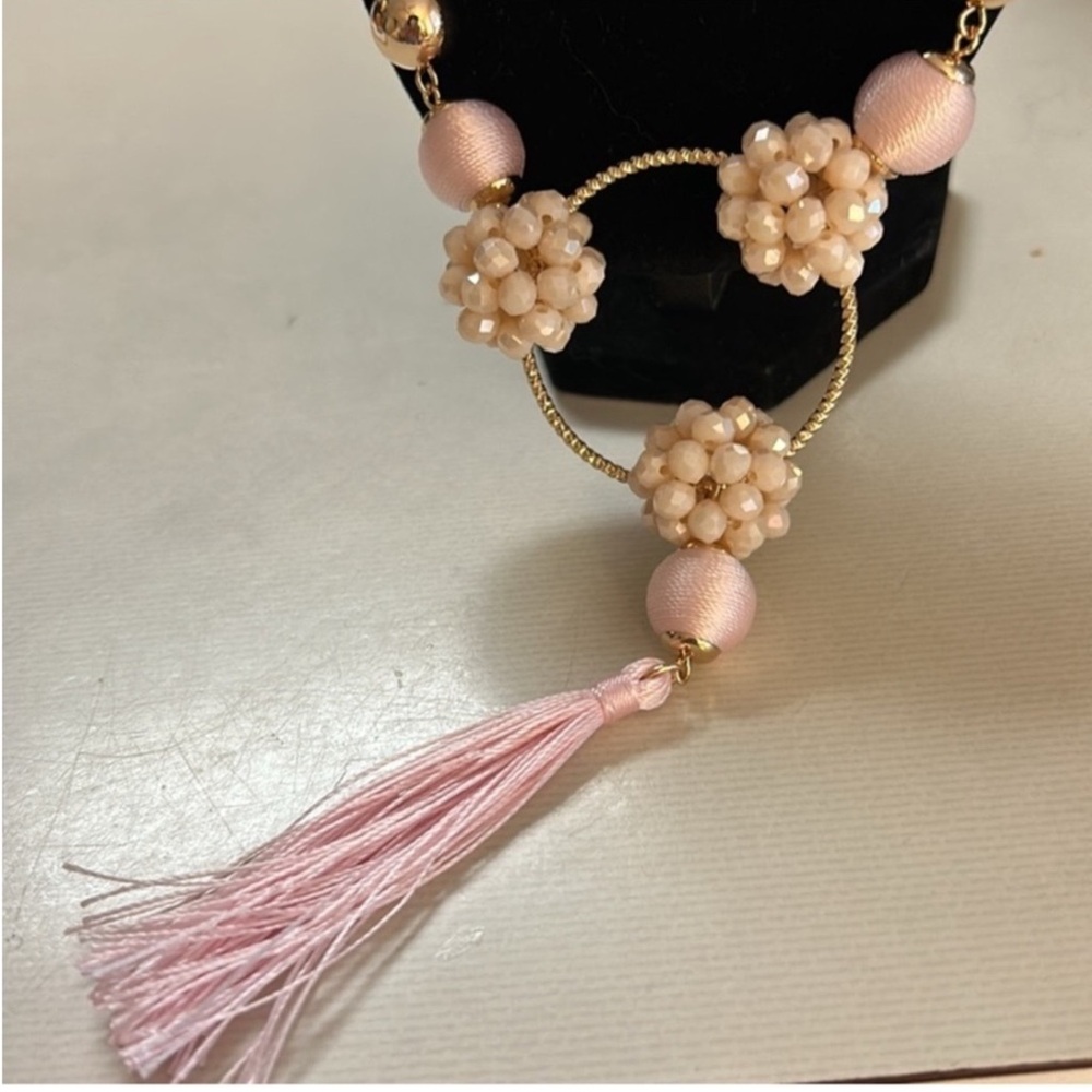 Lilly Pulitzer Pink Beaded Tassel Pendant Necklace